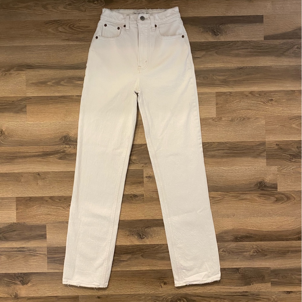 Abercrombie & Fitch Cream Straight Leg Jeans